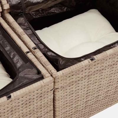 6-delige Loungeset met kussens poly rattan beige