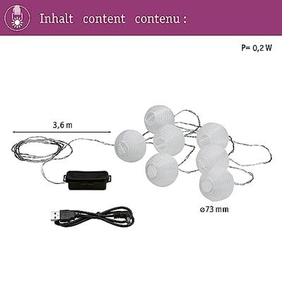 Paulmann 94166 Motief lichtketting Lampion werkt op batterijen Aantal lampen 7 LED Warmwit