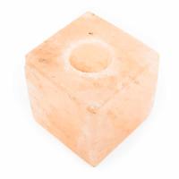 Zoutsteen Waxinelichthouder Oranje Kubus (1.3 kg) ca. 12 x 12 cm - thumbnail