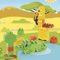Abrick bouwblokken jungle in opbergbox - 70dlg. - thumbnail