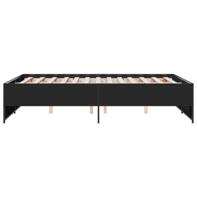 Bedframe bewerkt hout metaal zwart 140x200 cm - thumbnail