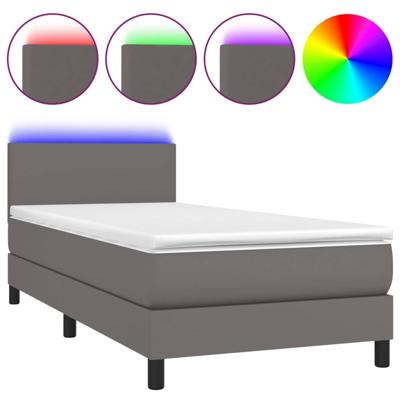 Boxspring met matras en LED kunstleer grijs 80x200 cm
