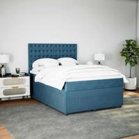 Boxspring met matras fluweel blauw 140x200 cm - thumbnail