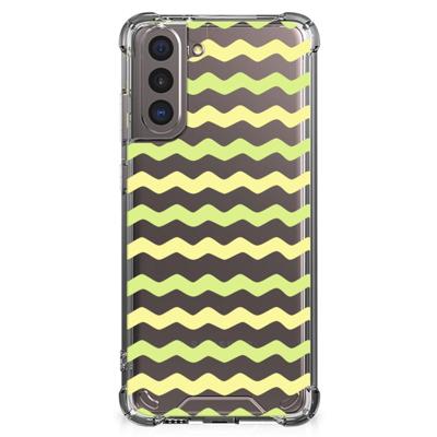 Samsung Galaxy S21 Doorzichtige Silicone Hoesje Waves Yellow Samsung Galaxy S21 Doorzichtige Silicone Hoesje Waves Yellow