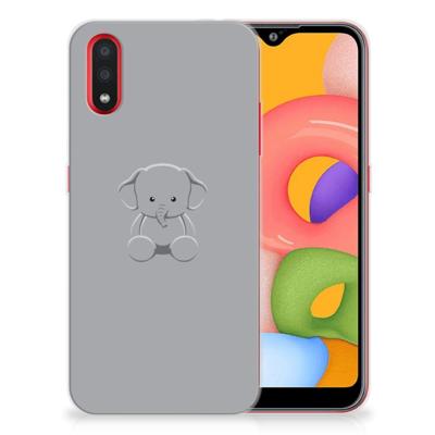 Samsung Galaxy A01 Telefoonhoesje met Naam Grijs Baby Olifant Samsung Galaxy A01 Telefoonhoesje met Naam Grijs Baby Olifant