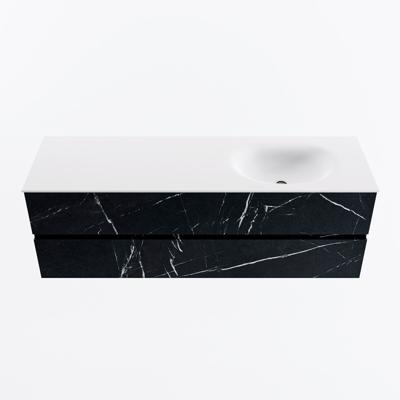 MONDIAZ VICA 150cm badmeubel onderkast Marquina 2 lades. Wastafel MOON rechts 1 kraangat, kleur Talc.