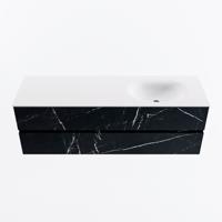 MONDIAZ VICA 150cm badmeubel onderkast Marquina 2 lades. Wastafel MOON rechts 1 kraangat, kleur Talc. - thumbnail
