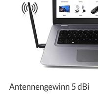 Verstelbare WLAN USB-antenne Xoro HWL 155N, voor Xoro SMART receiver, PC, Windows, Linux, Raspberry Pi, 5 dBi antenneversterking, ondersteunt WEP/WPA/WPA2 - thumbnail