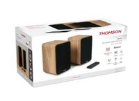 THOMSON WS602DUO - Set van 2 luidsprekers met houten kist - 100W - Bluetooth 5.0 - 2 RCA-uitgangen - Licht hout - thumbnail