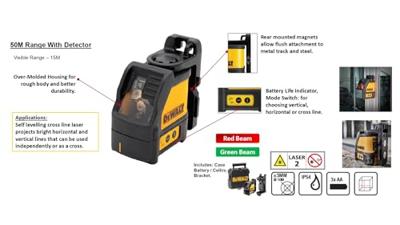 DeWALT DW088K Zelfnivellerende Kruislijnlaser - 2 Stralen - Rood - thumbnail