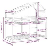Stapelbedframe zonder matras massief grenenhout 90x200 cm - thumbnail