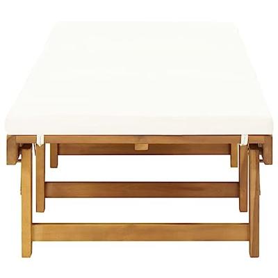 Ligbed inklapbaar met kussen massief acaciahout crmewit