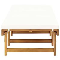 Ligbed inklapbaar met kussen massief acaciahout crmewit - thumbnail