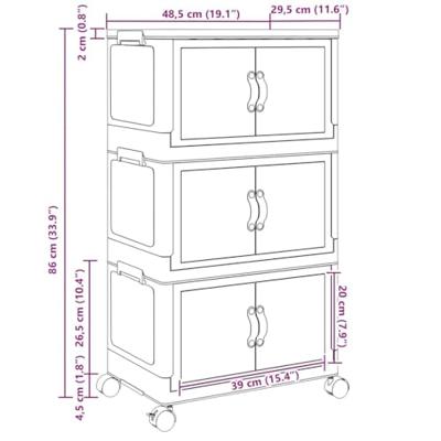 Opbergbox stapelbaar met wielen 3-laags 28 L 48,5x29,5x86 cm Opbergbox stapelbaar met wielen 3-laags 28 L 48,5x29,5x86 cm