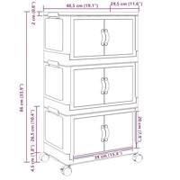 VidaXL Opbergbox stapelbaar met wielen 3-laags 28 l 48,5x29,5x86 cm - thumbnail
