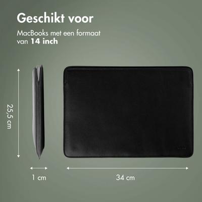 Accezz Leather hoes voor MacBook 14 inch Laptop sleeve Zwart Accezz Leather hoes voor MacBook 14 inch Laptop sleeve Zwart