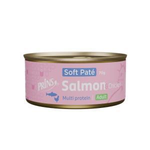 Prins Soft Paté Adult met zalm en kip natvoer kat 24 x 70 g