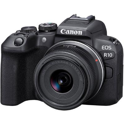Canon EOS R10 + RF-S 18-45mm F4.5-6.3 IS STM Digitale spiegelreflexcamera Incl. RF-S 18-45 mm lens 24.2 Mpix Zwart 4K video, Beeldstabilisatie, WiFi, Canon EOS R10 + RF-S 18-45mm F4.5-6.3 IS STM Digitale spiegelreflexcamera Incl. RF-S 18-45 mm lens 24.2 Mpix Zwart 4K video, Beeldstabilisatie, WiFi,