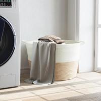 VidaXL Wasmand ø 60x36 cm katoen beige en wit - thumbnail