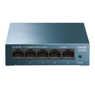 TP-Link LiteWave 5-poorts Gigabit Desktop Switch, 5 Gigabit RJ45-poorten, Metalen behuizing (LS105G) TP-Link LiteWave 5-poorts Gigabit Desktop Switch, 5 Gigabit RJ45-poorten, Metalen behuizing (LS105G)