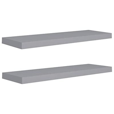 VidaXL Wandschappen zwevend 2 st 80x23,5x3,8 cm mdf grijs VidaXL Wandschappen zwevend 2 st 80x23,5x3,8 cm mdf grijs