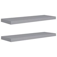VidaXL Wandschappen zwevend 2 st 80x23,5x3,8 cm mdf grijs - thumbnail