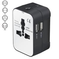 Draagbare multifunctionele Dual USB poorten wereldwijde universele reizen muur lader Adapter stopcontact voor iPad iPhone Galaxy Huawei Xiaomi L - thumbnail