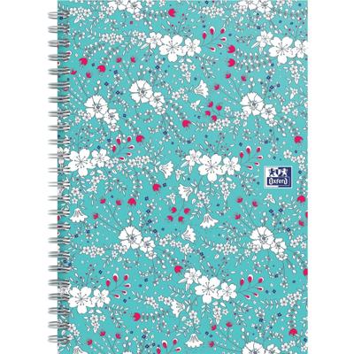 Oxford Floral hardcover spiraalschrift, ft B5, 60 vel, geruit 5 mm, turkoois Oxford Floral hardcover spiraalschrift, ft B5, 60 vel, geruit 5 mm, turkoois