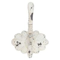 Clayre & Eef Wandhaak 10x10x13 cm Wit Ijzer Rechthoek Kapstok - thumbnail