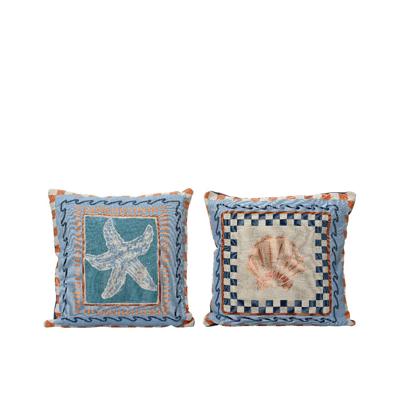 Kussen met schelp katoen 43x43x4cm