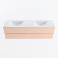 MONDIAZ VICA 170cm badmeubel onderkast Rosee 4 lades. Wastafel CLOUD dubbel zonder kraangat, kleur Talc. - thumbnail