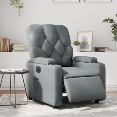 Fauteuil verstelbaar elektrisch kunstleer grijs - thumbnail