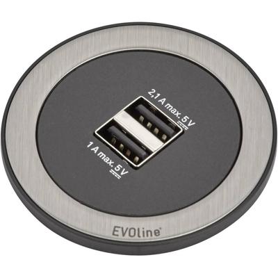 EVOline 159280001400 Bureaustekkerdoos 2-voudig Zwart, RVS 1 stuk(s)