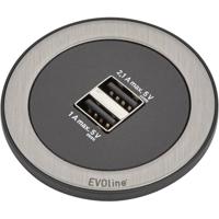 EVOline 159280001400 Bureaustekkerdoos 2-voudig Zwart, RVS 1 stuk(s) - thumbnail