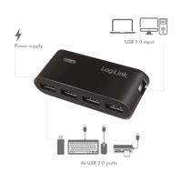 LogiLink UA0085 UA0085 USB-hub 4 poorten USB-A USB 2.0 480 MBit/s Zwart - thumbnail