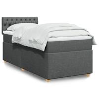 Boxspring met matras stof donkergrijs 90x200 cm - thumbnail