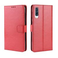 Retro Crazy Horse textuur horizontale Flip lederen case voor Galaxy A70 met houder & kaartsleuven & fotolijstjes (rood) - thumbnail