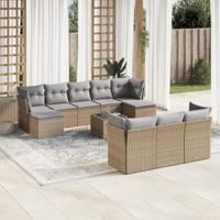 11-delige Tuinset met kussens poly rattan beige - thumbnail