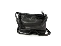 Kalfsleren damestas schoudertas SOFT Grijs zwart - thumbnail