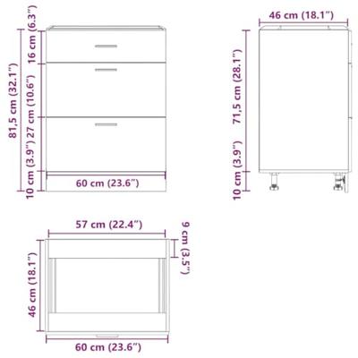 Keuken onderkast bewerkt hout gerookt eikenkleurig