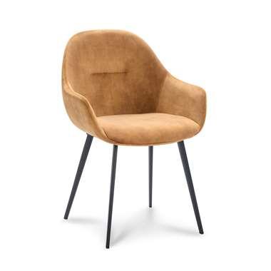Eetkamerstoel Cody - velvet Adore - cognac (2 stuks) - Leen Bakker Eetkamerstoel Cody - velvet Adore - cognac (2 stuks) - Leen Bakker