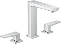 Wastafelmengkraan Metropol HansGrohe 3-Gats 160 met Rechte Greep en Push-Open Afvoer Chroom - thumbnail