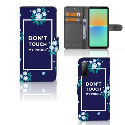 Sony Xperia 10 IV Portemonnee Hoesje Flowers Blue DTMP Sony Xperia 10 IV Portemonnee Hoesje Flowers Blue DTMP