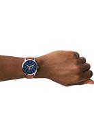 Fossil FS5903 Horloge Neutra Minimalist staal-leder zilverkleurig-blauw-bruin 42 mm - thumbnail