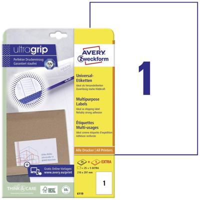 Etiket avery 6119 210x297mm a4 wit 25st Etiket avery 6119 210x297mm a4 wit 25st