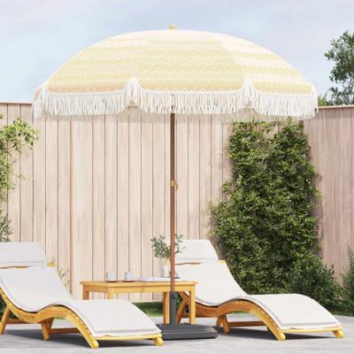 VidaXL Strandparasol geel en wit 205 x 205 x 210 cm polyester en staal VidaXL Strandparasol geel en wit 205 x 205 x 210 cm polyester en staal