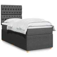 Boxspring met matras stof donkergrijs 90x200 cm - thumbnail