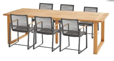 Spartan diningtafel 240x100 cm met 6 Pandino diningstoelen Spartan diningtafel 240x100 cm met 6 Pandino diningstoelen