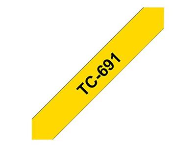 Brother TC-691 Labeltape Kunststof Tapekleur: Geel Tekstkleur: Zwart 9 mm 7.7 m