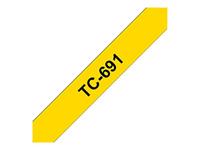 Brother TC-691 Labeltape Kunststof Tapekleur: Geel Tekstkleur: Zwart 9 mm 7.7 m - thumbnail